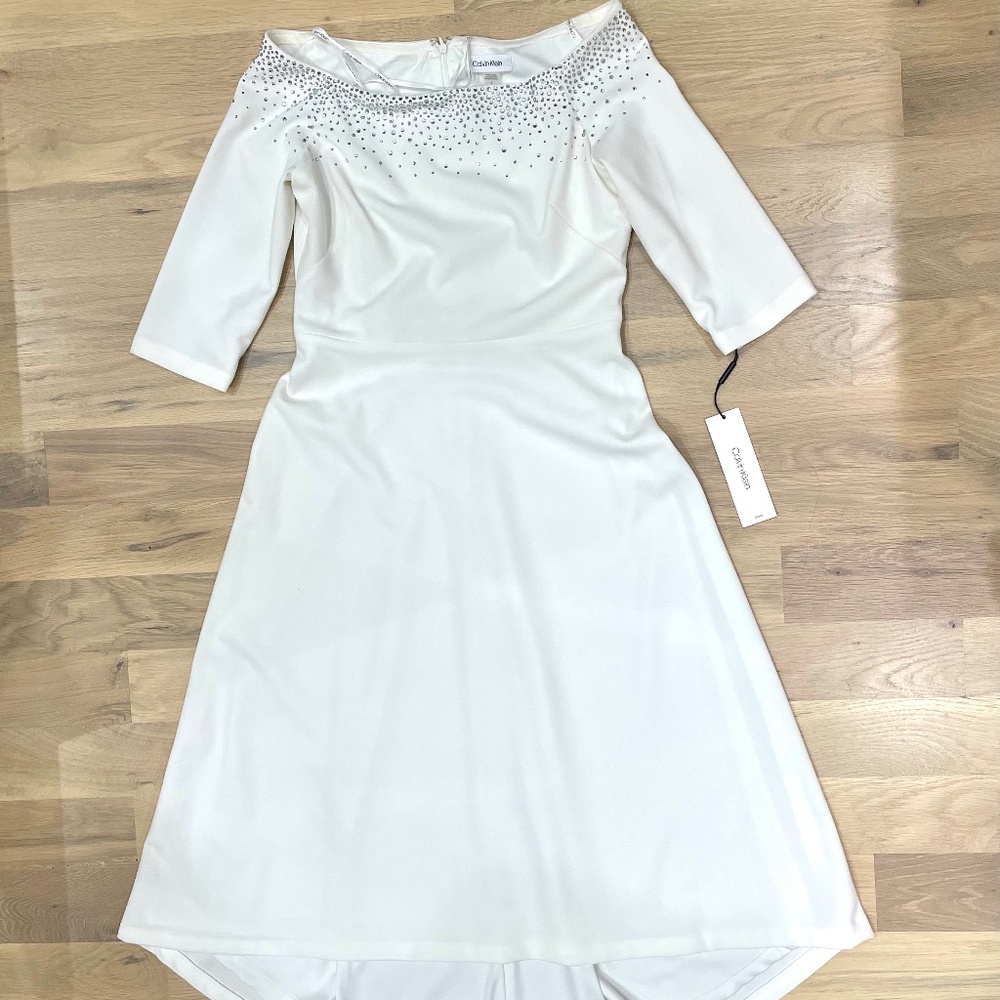 Calvin Klein White bedazzled women’s formal dress